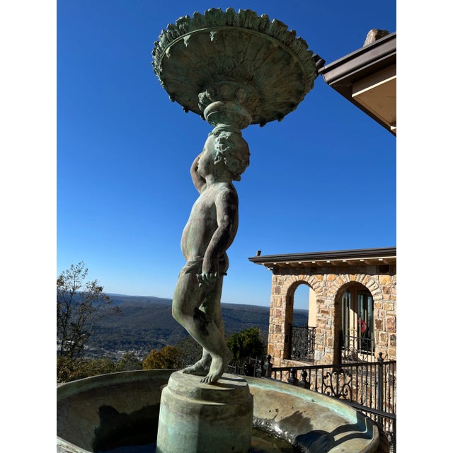 Metal Early 20th Century Monumental Bronze Garden Fountain For Sale - Image 7 of 18