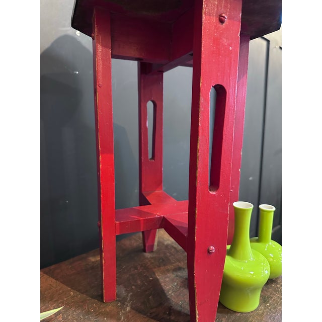 1910s Red and Black Octagon Table For Sale In Boston - Image 6 of 10