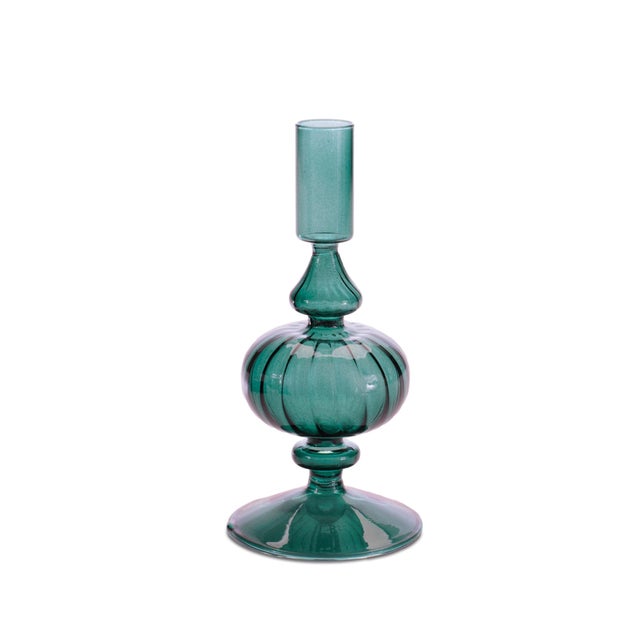Ribbed Glass Taper Candle Holder (Set of 3) For Sale In Chicago - Image 6 of 6