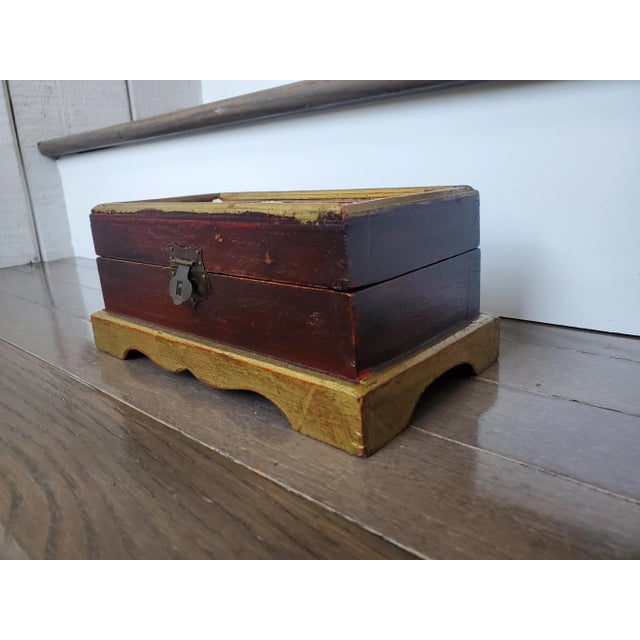 Folk Art Embellished Antique Folk Art Jewelry Box For Sale - Image 3 of 7