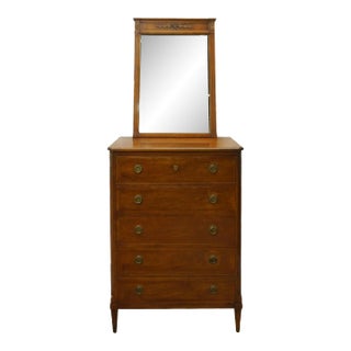 Early 20th Century Louis XVI Mahogany Tall Chest of Drawers With Mirror For Sale