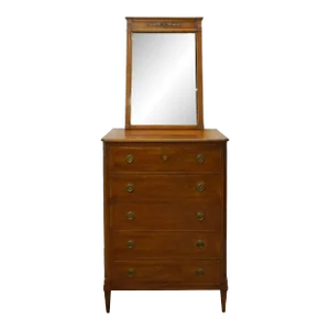 Early 20th Century Louis XVI Mahogany Tall Chest of Drawers With Mirror