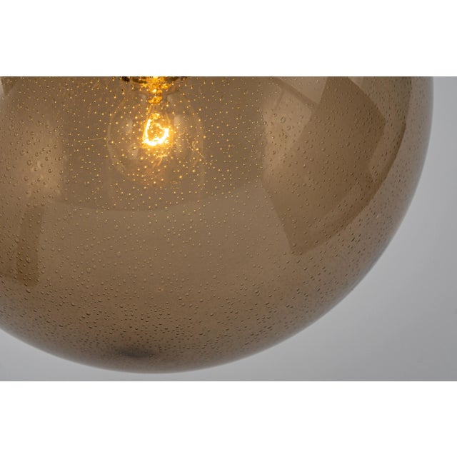 Large Limburg Brass with Smoked Glass Ball Pendant, Germany, 1970s For Sale - Image 9 of 13