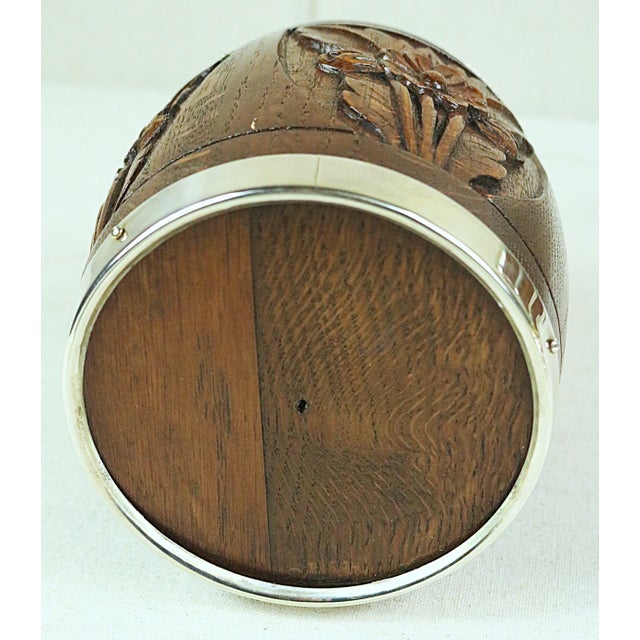 Late 19th Century English Oak and Silver Biscuit Barrel For Sale - Image 6 of 6