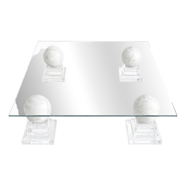 Coffee Table with Marble Spheres from Roche Bobois, 1980s For Sale