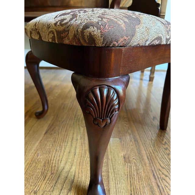 Queen Anne 1980s Thomasville Attributed Fine Mahogany Collection Set of 6 Dining Chairs For Sale - Image 3 of 5