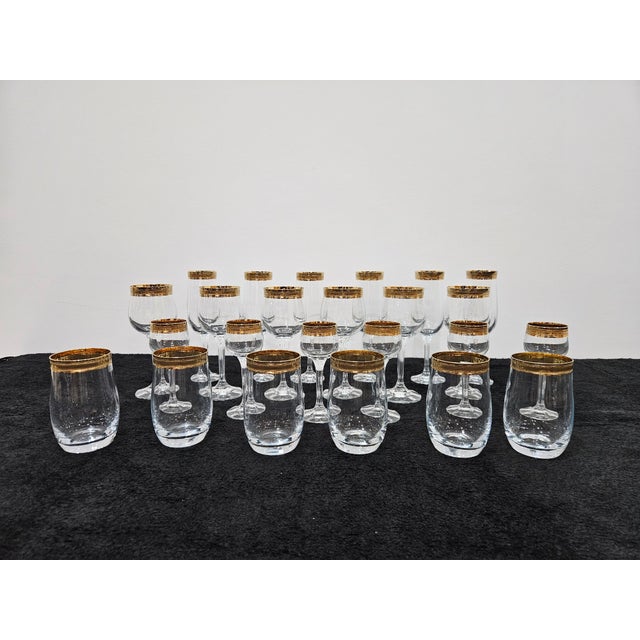 Gold Vintage Gold Crystal Glasses, Set of 24 For Sale - Image 8 of 13