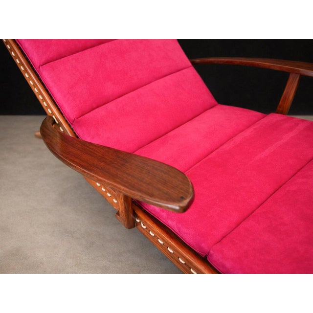 Brazilian Modern Chaise Lounge in Caviúna Wood & Fabric by Pierre Weckx, Brazil, 1950s — Lot 573A For Sale - Image 9 of 17