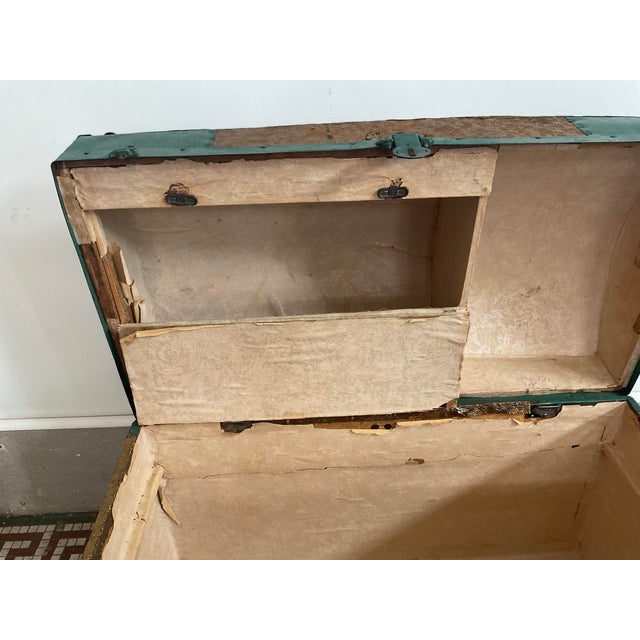Large Antique Victorian Oak Banded Dome Top Steamer Trunk Chest, Maier For Sale - Image 12 of 16