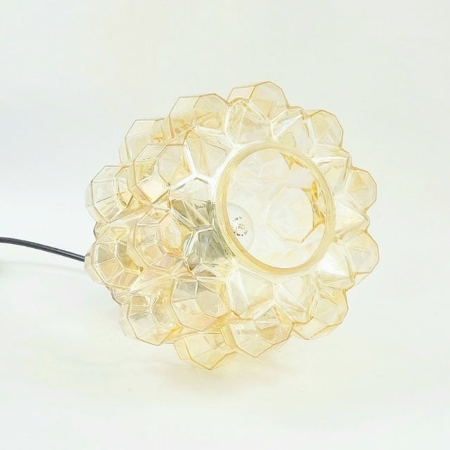 Mid Century Amber Diamond Glass & Brass Pendant Light by Helena Tynell for Limburg, Germany, 1960s For Sale - Image 9 of 10