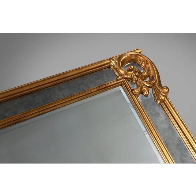 Gold Decorated Wall Mirror in Resin with Golden Ornaments and Smoked Mirror Glass Panels, Belgium, 1950s For Sale - Image 8 of 11