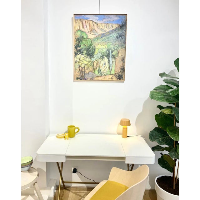 Cosimo Desk with White Mat Lacquered Top & Golden Frame by Marco Zanuso Jr. for Adentro, 2017 For Sale - Image 11 of 14