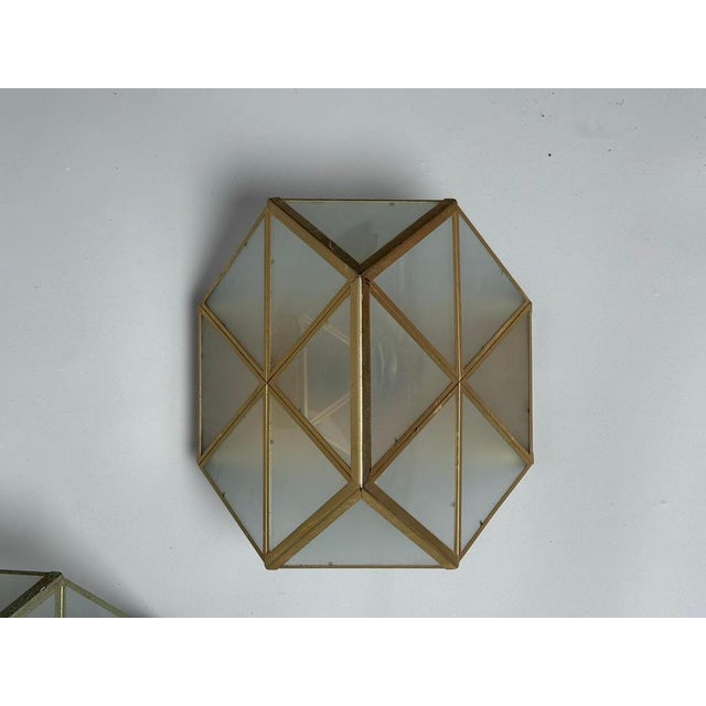 Gold and Satin Glass Geometic Wall Sconces by Wilhelm Vest Wahl, 1970s, Set of 3 For Sale - Image 11 of 16