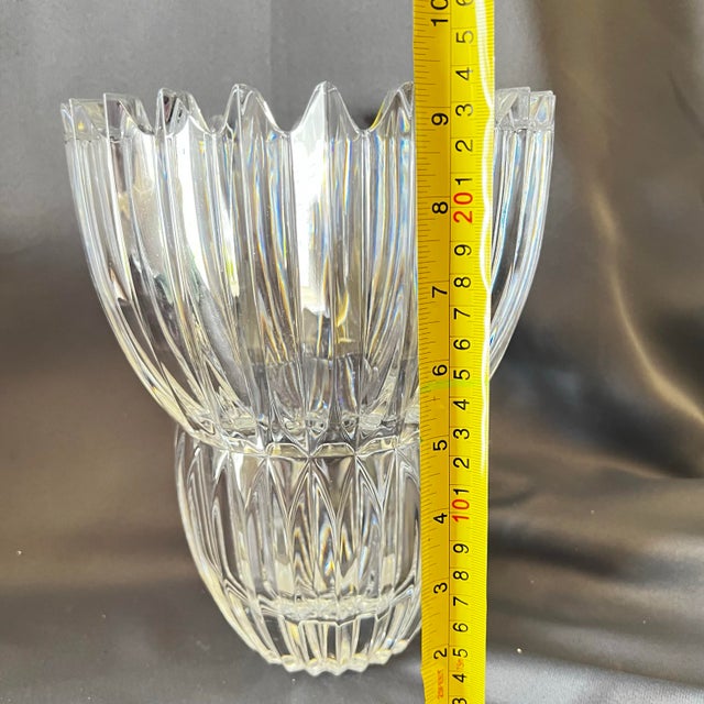 Mikasa Mikasa Ice Palace Crystal Vase Sculptural Scalloped Rim Slovenia For Sale - Image 4 of 11