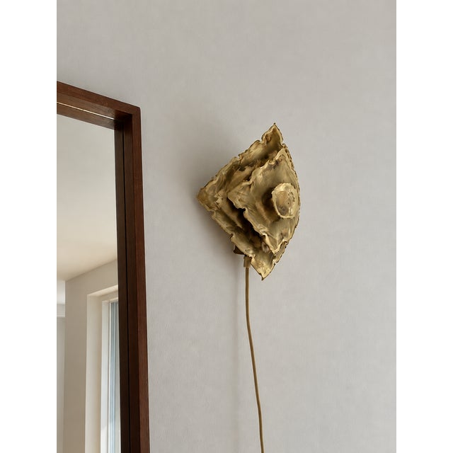 Metal Brutalist Torch-Cut Brass Wall Light by Svend Aage Holm-Sørensen, 1960s For Sale - Image 7 of 10
