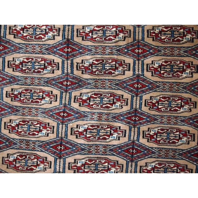 1960s 1960s Handmade Vintage Uzbek Bukhara Rug 4.2' X 5.7' For Sale - Image 5 of 10
