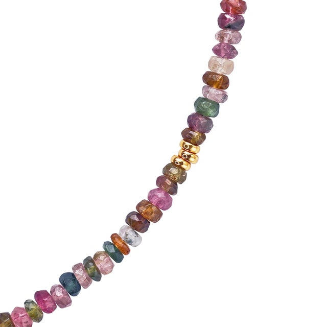 2020s Birthstone October Tourmaline Gold Bead Necklace For Sale - Image 5 of 7