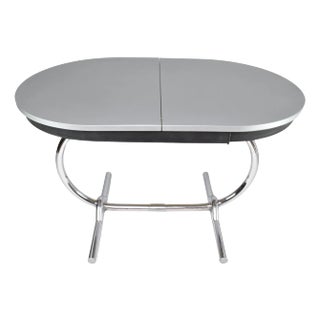 1960s French Extendable Kitchen Formica and Chrome Dining Table For Sale