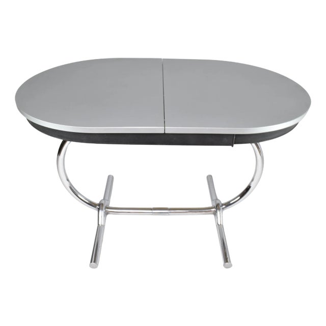 1960s French Extendable Kitchen Formica and Chrome Dining Table For Sale