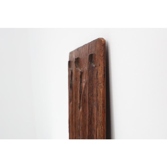 Wood Antique Gothic Linenfold Panel in Carved Oak, 1500s For Sale - Image 7 of 10