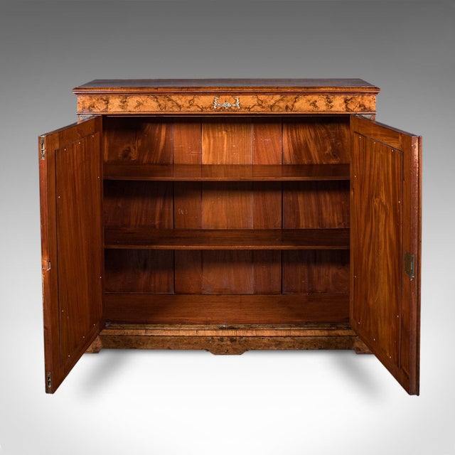 Traditional Antique Morning Room Book Cabinet, English Walnut Mirror Front Bookcase, Regency For Sale - Image 3 of 12