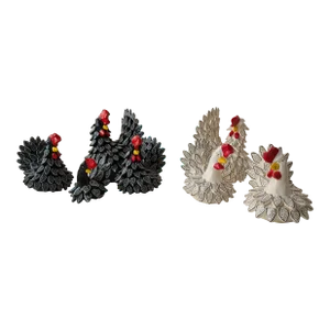 Set of 7 South American Clay Folk Art Chickens – Hand-Painted