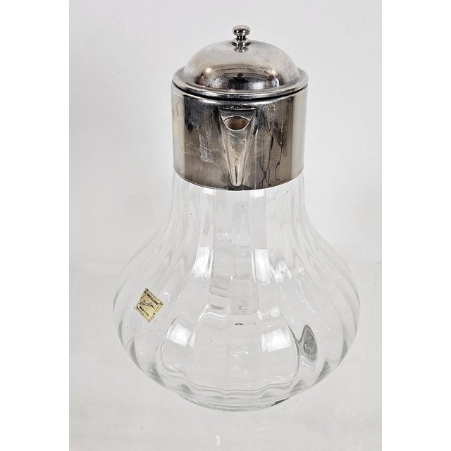 Italian Hand-Blown Glass and Silver-Plated Pitcher with Ice Insert, 1950s For Sale - Image 9 of 10