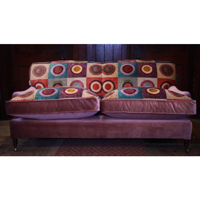 Set of 2-Seater Sofa and Ottoman in Mulberry Mohair Upholstery from George Smith, 2010s For Sale - Image 16 of 17