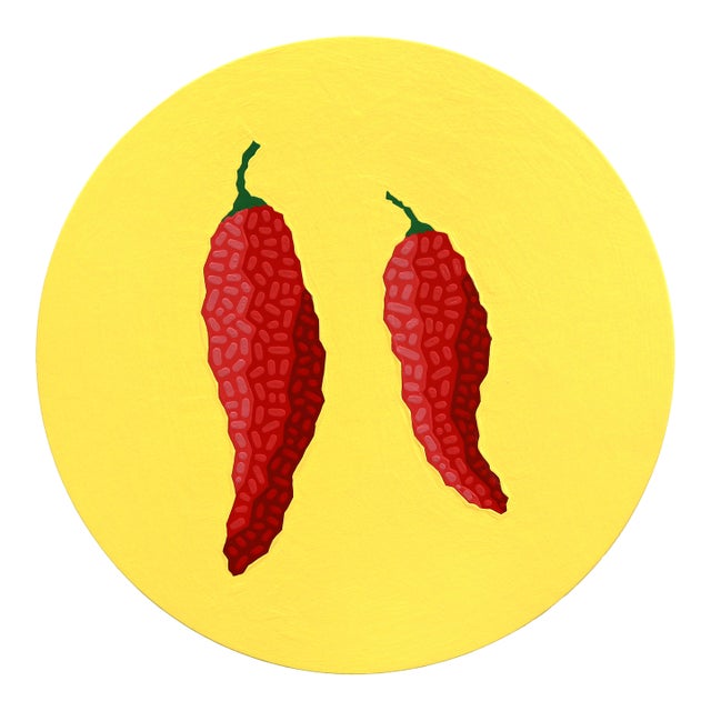Circle Fresnos - Vibrant Abstract Peppers Still Life Painting on Panel - Original Artwork by Will Beger For Sale