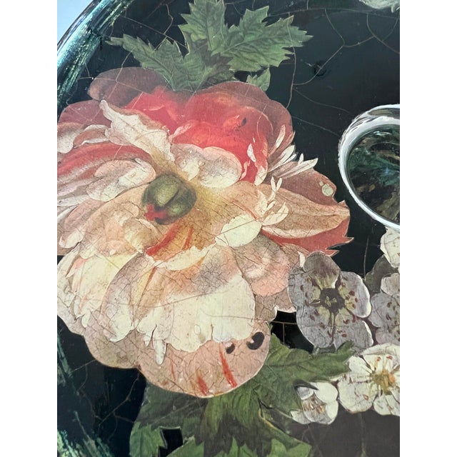 Vintage Floral Decoupage Pedestal Cake Stand / Serving Platter - 12" For Sale - Image 4 of 5