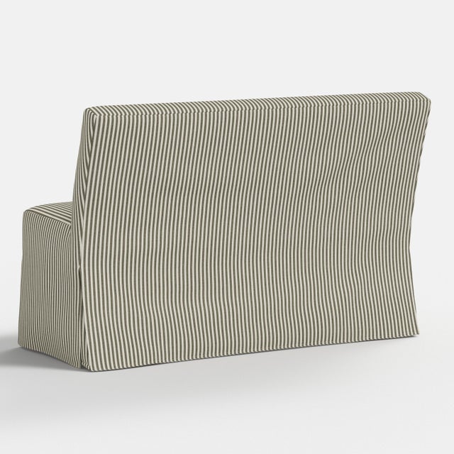 Textile Slipcover for Stoffer Home x Cloth & Company for Lindy Dining Banquette in Jane Stripe Laurel For Sale - Image 7 of 7
