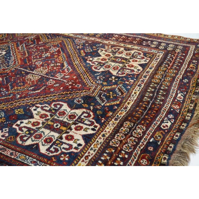19th Century Fine Antique Persian Qashqai Wool Rug 5'0" X 8'2'' For Sale - Image 5 of 11