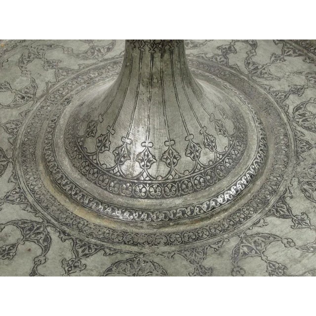 Antique Central Asian Copper Tinned Islamic Engraved Oil Lamp, 1890s For Sale - Image 6 of 13