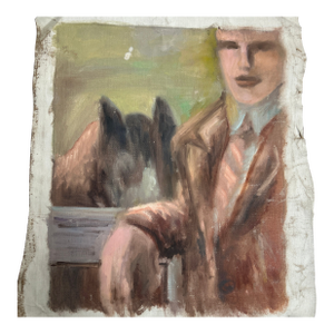 1950’s Impressionist Portrait in Horse Stables Painting on Canvas