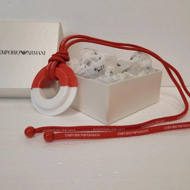 White and Red Necklace from Emporio Armani, Italy For Sale - Image 17 of 18