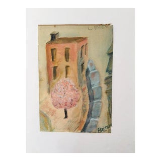 Zoma Baitler Israel National Museum Cannes France Street Scene Pastel 8 X 12, 1950 Signed. For Sale