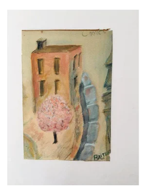 Zoma Baitler Israel National Museum Cannes France Street Scene Pastel 8 X 12, 1950 Signed.