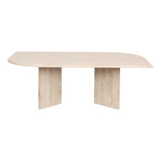 Rounded Coffee Table in Travertine Stone For Sale