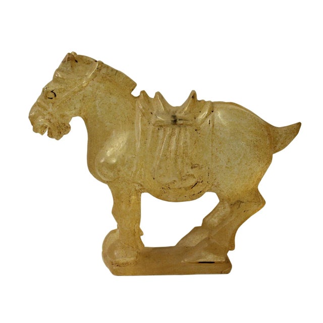 Handmade artistic Fengshui display horse figure is made of glass finished with a distressed rustic dusty surface....