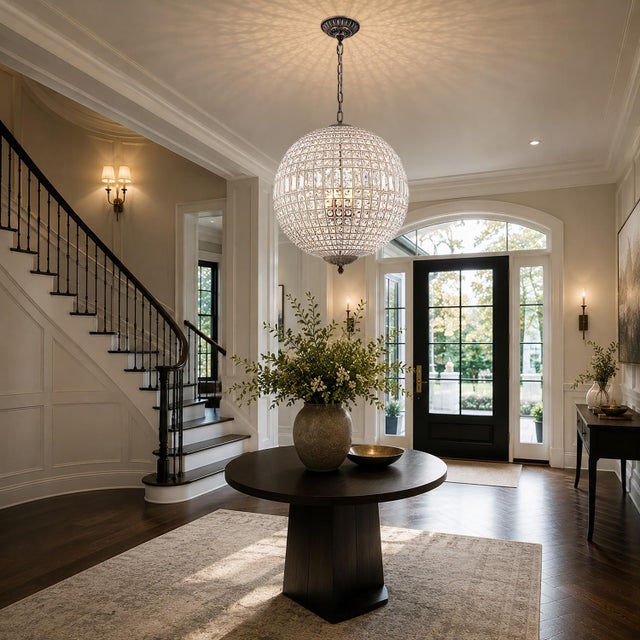 Aloadecor Mid-Century Vintage Handcrafted Crystal Globe Chandelier Antique Bronze For Sale - Image 9 of 9