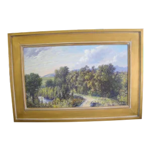 Nick Oberling Framed Nature Montana Landscape Oil Painting Country Road