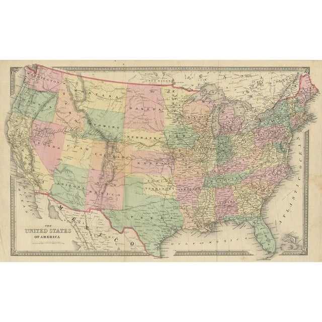 Antique map titled 'The United States of America'. Original antique map of the United States. This map originates from...