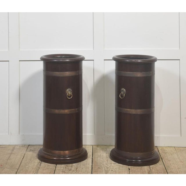 Wood 19th Century Mahogany Umbrella Stands with Brass Mounts, Set of 2 For Sale - Image 7 of 7