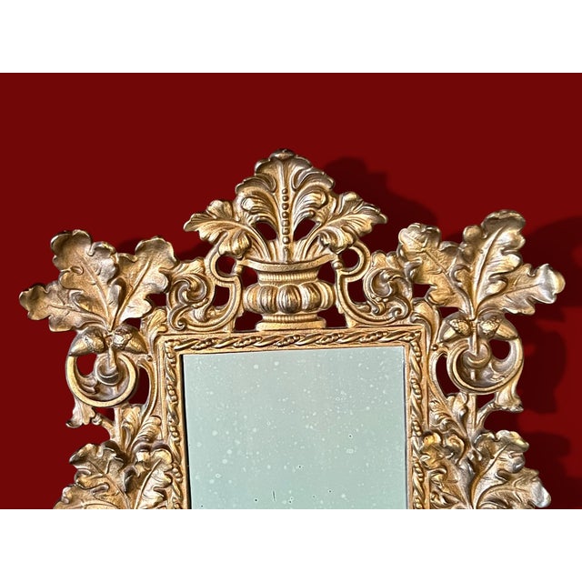 Antique Bradley & Hubbard Table Mirror-Art Nouveau Oak Leaf-Easel Frame-Vanity For Sale - Image 9 of 12