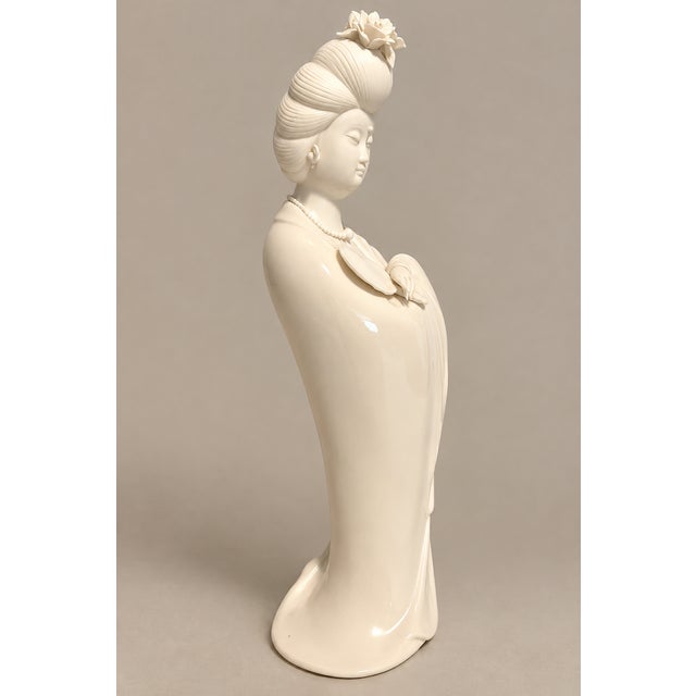 Mid 20th Century Large Mid Century Modern Ceramic Mixed Finish Gump's Geisha Statue Figurine For Sale - Image 5 of 11