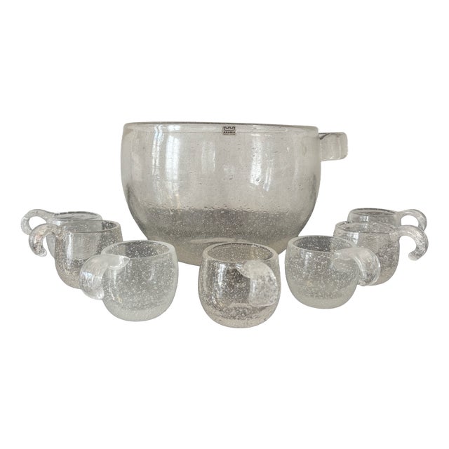 Iglu Service in Clear Glass by Oiva Toikka for Nuutajärvi Notsjö, 1973, Set of 8 For Sale