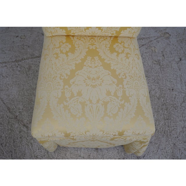 Gold Pair Century Gold Damask Upholstered Slipper Chairs For Sale - Image 8 of 12