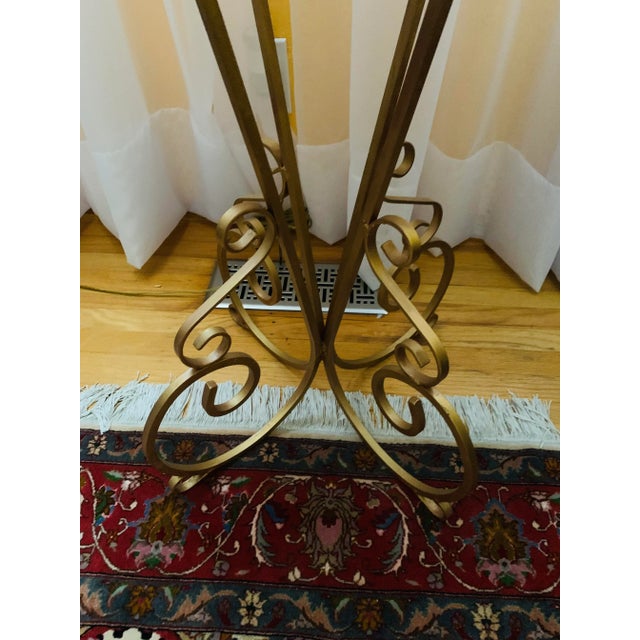 French Provincial Vintage Wrought Iron Marble Center Table For Sale - Image 3 of 6