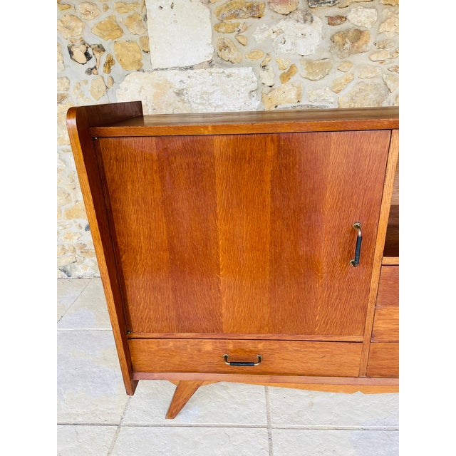 Mid-Century Modern Oak Highboard on Tapered Legs, 1950s For Sale - Image 11 of 18