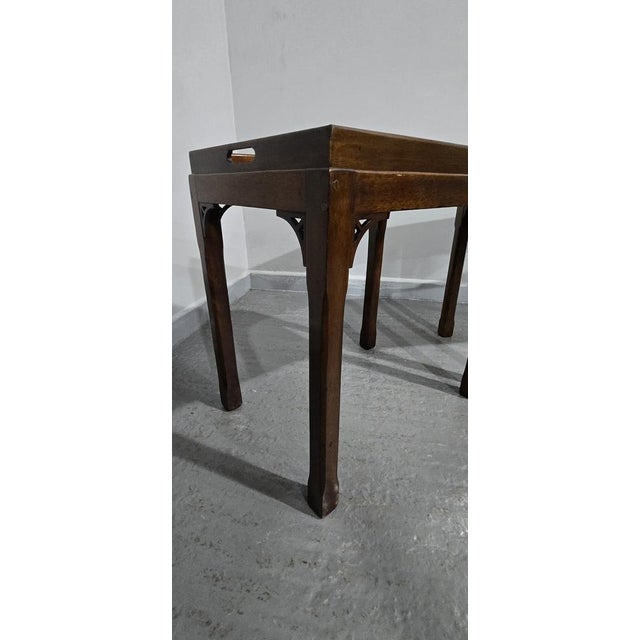Wood Chippendale Mahogany Lamp Tables, 1920, Set of 2 For Sale - Image 7 of 13